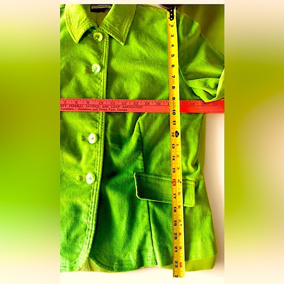 🍀REQUIREMENTS🍀 SOFT SHORT FITTED 5-BUTTON STRETCH SHOULDER PAD BLAZER JACKET EUC - Picture 11 of 12